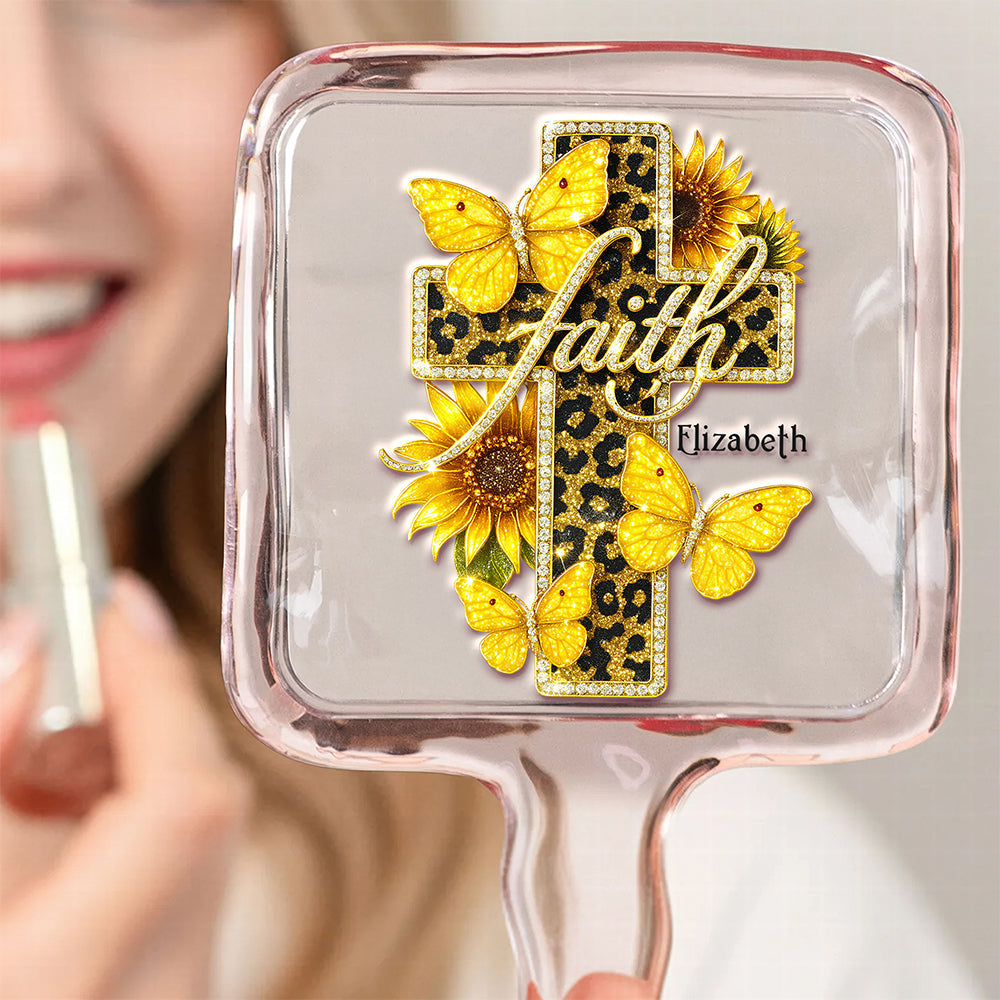 Faith Cross Handheld Mirror - Personalized Gifts For Christians 03HUDT051225 - Mirror - GoDuckee