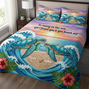 Ocean Heart Quilt Bed Set Special Line - Gift For Couple 01NALU150725 - Blanket - GoDuckee