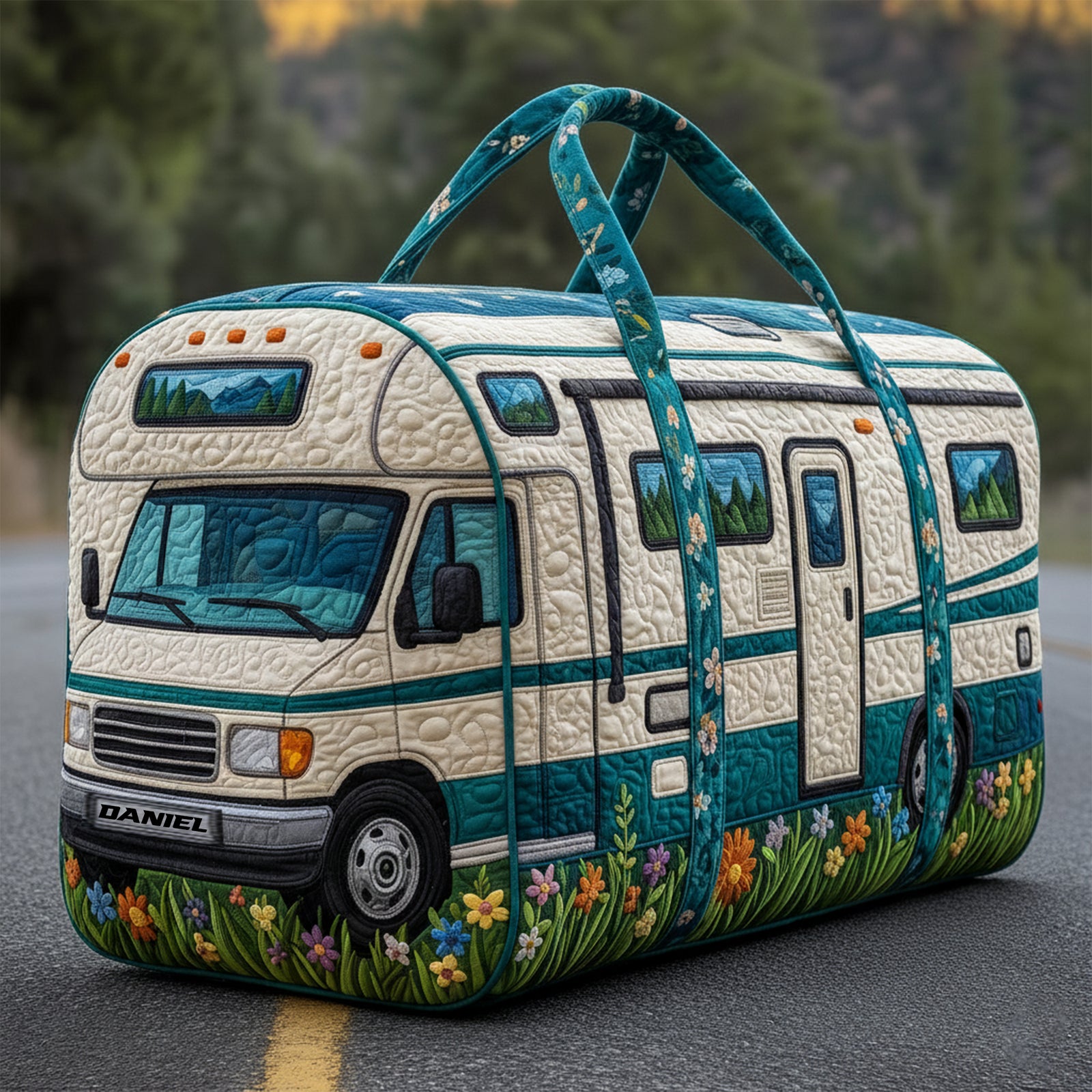 Camper Van Travel Bag Quilted Duffle Bag - Personalized Gifts For Campers 03TGLU060925 - Quilted Duffle Bag - GoDuckee