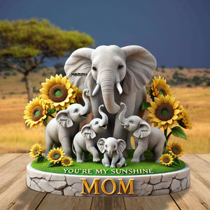 Elephant Mom Plaque - Personalized Gift For Mom 01HUTN190425 - Shaped Plaques - GoDuckee