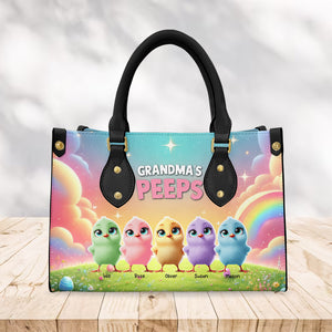 Personalized Gifts For Grandma Leather Bag, Easter Day Chick Peeps 012TGMH180325 - Leather Bag - GoDuckee