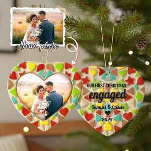 First Christmas Engaged Ornament, Personalized Gifts For Couple 01qhmg030925 - Ornament - GoDuckee