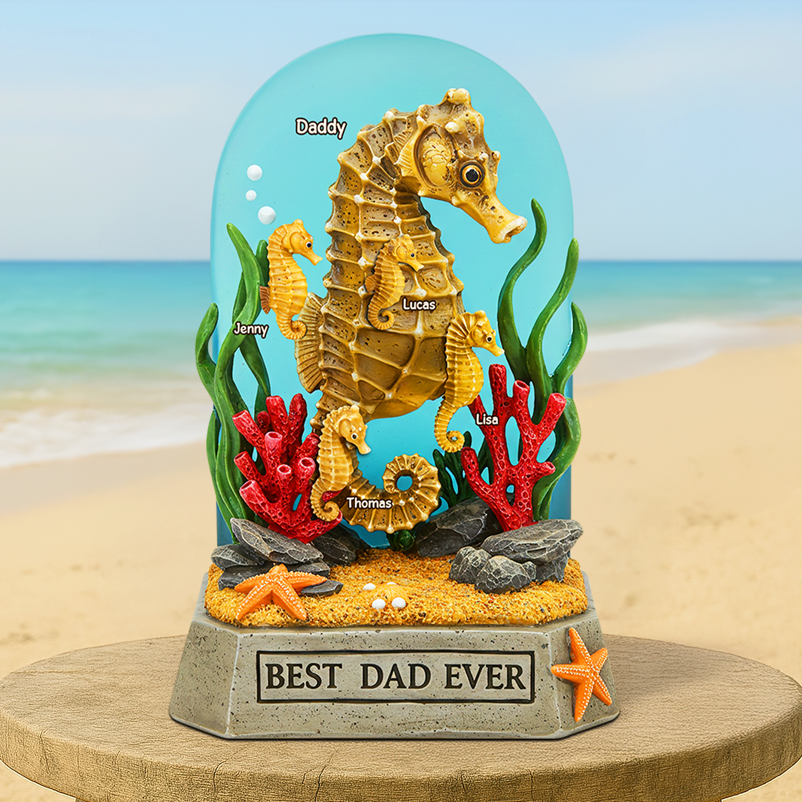 Seahorse Dad Plaque - Personalized Gifts For Dad 02qhpu100525 - Shaped Plaques - GoDuckee