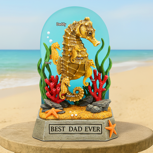 Seahorse Dad Plaque - Personalized Gifts For Dad 02qhpu100525 - Shaped Plaques - GoDuckee