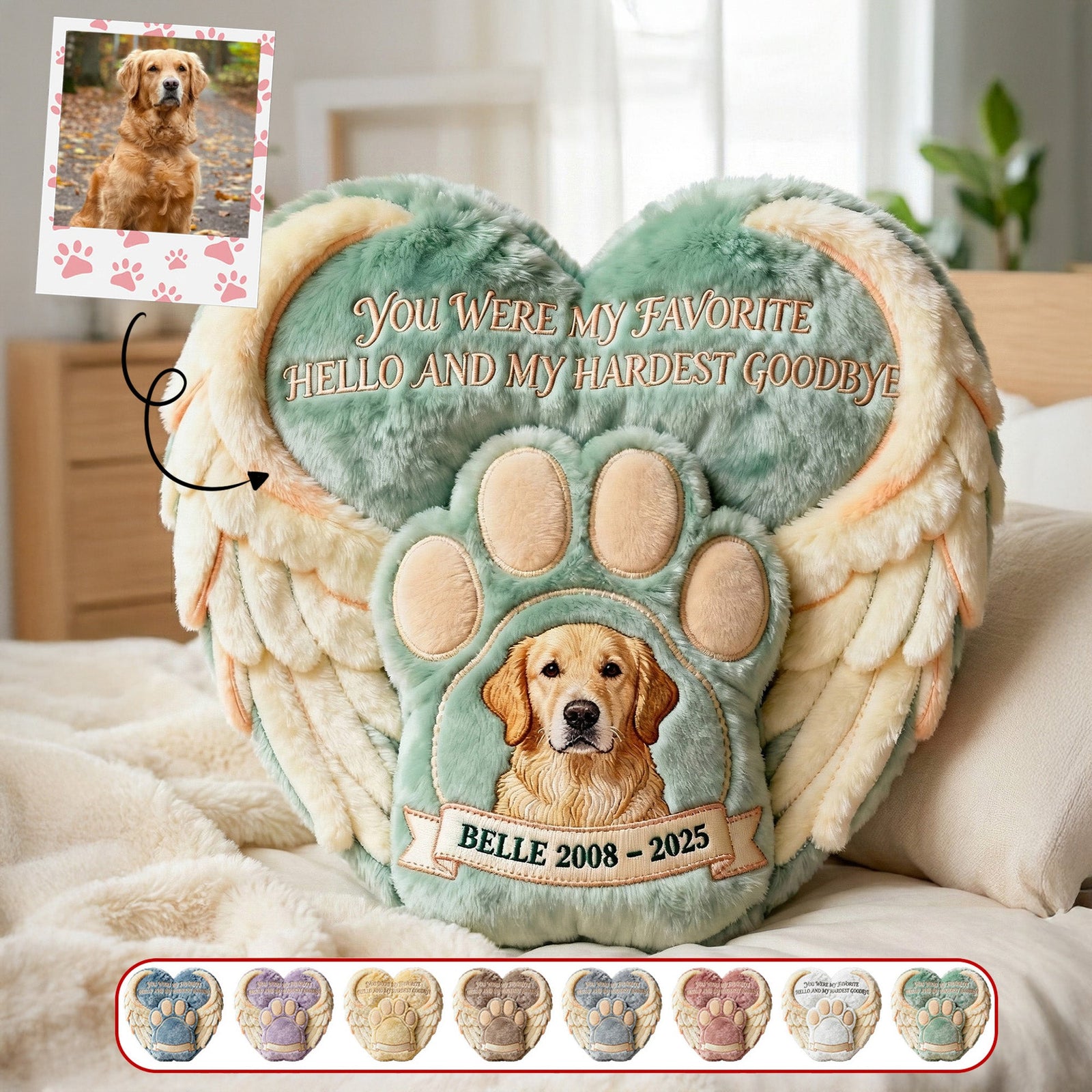 Custom Photo Heaven Dog & Cat Shaped Pillow, Personalized Keepsake To Remember Lost Pets 01qhmg191225 - Pillow - GoDuckee