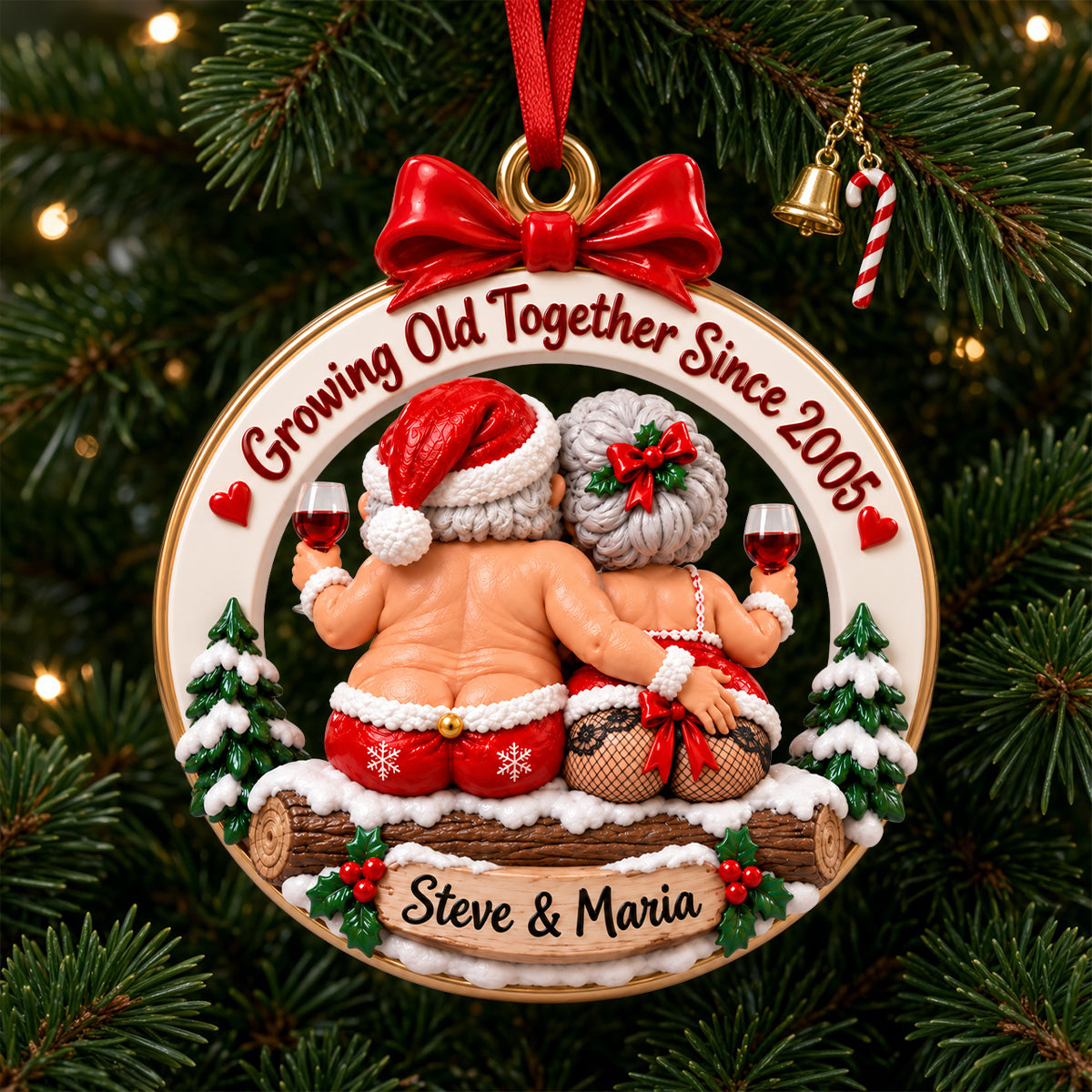 Funny Old Couple Ornament - Personalized Gifts For Couple Christmas Ornament 04TODH151026 - Ornament - GoDuckee