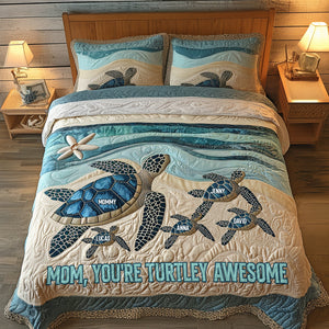 Personalized Gifts For Mom Quilt Bed Set, Turtley Awesome 01tgtn090425 - Blanket - GoDuckee