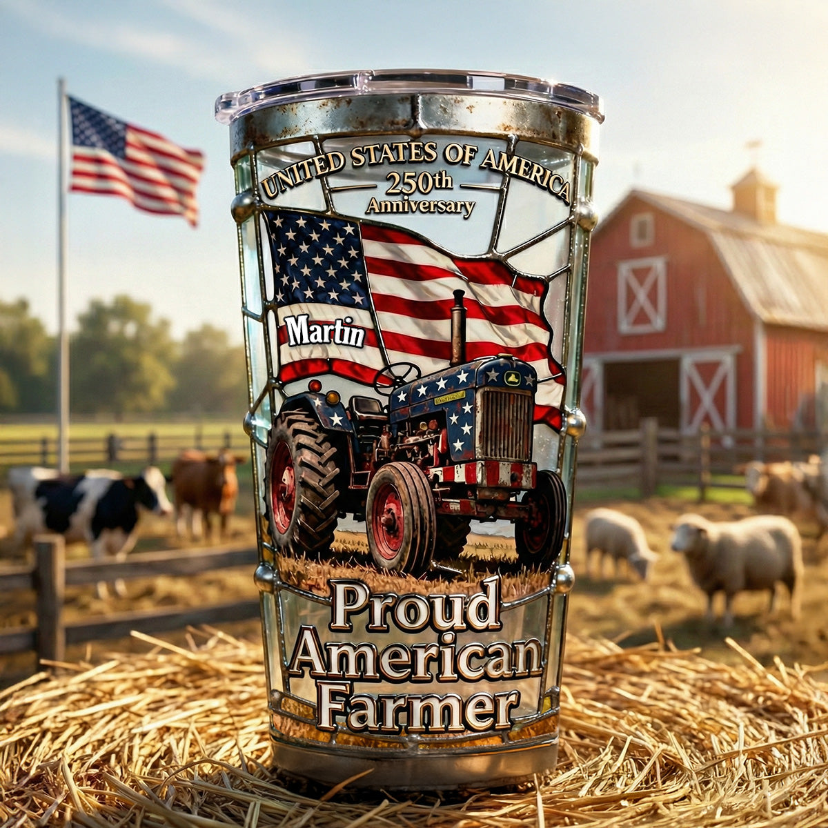 Proud American Farmer Tumbler - Personalized Gifts For Farmers 02qhmg300126 - Tumbler Cup - GoDuckee