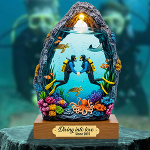 Scuba Diving Couple Acrylic Plaque Personalized Gifts For Couple 02NADT020625 - Shaped Plaques - GoDuckee