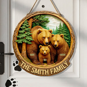 Family Bear Wood Sign Personalized Gifts For Family 01HUDT140625 - Wood Sign - GoDuckee