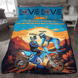 Personalized Gifts For Motocross Couple Quilt Bed Set 03XQDT030724PA - Blanket - GoDuckee