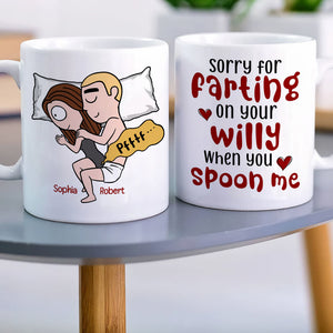 Sorry For Farting When You Spoon Me - Personalized Coffee Mug - Gifts For Couple - Funny Couple Mug - Coffee Mug - GoDuckee