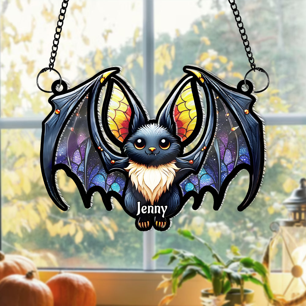 Personalized Bat Halloween Round Stained Suncatcher 03TOMH220824 - Ornament - GoDuckee