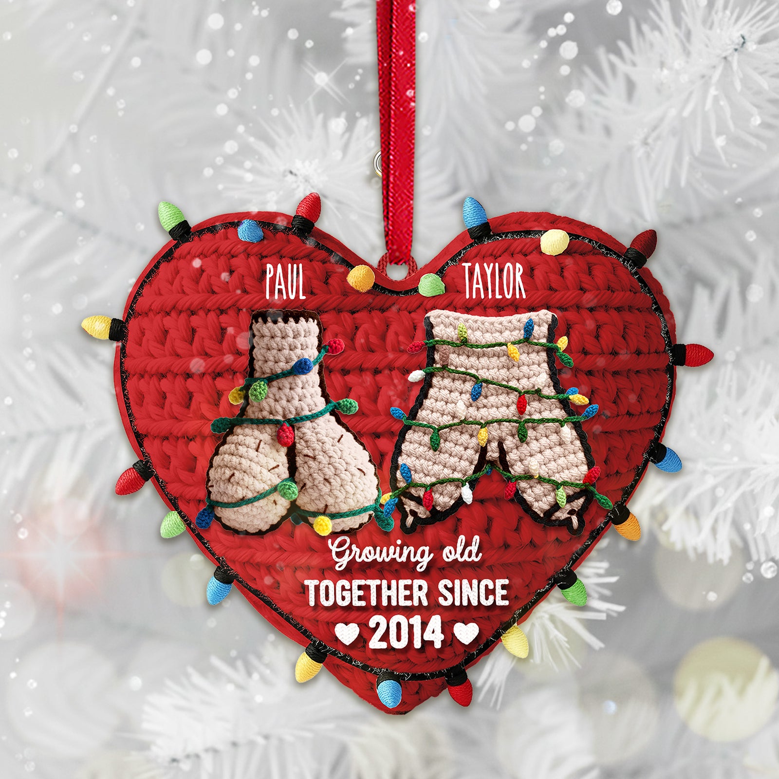 Old Couple Ornament - Personalized Gifts For Funny Couple Christmas Ornament 01NAMG091025 - Ornament - GoDuckee