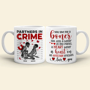 Partners In Crime-Gift For Couple-Personalized Wine Tumbler-Skull Funny Couple Wine Tumbler - Coffee Mug - GoDuckee