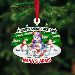 There's Snowplace Like Nana's Arms, Personalized Wood Ornament, Christmas Gift For Grandma - Ornament - GoDuckee