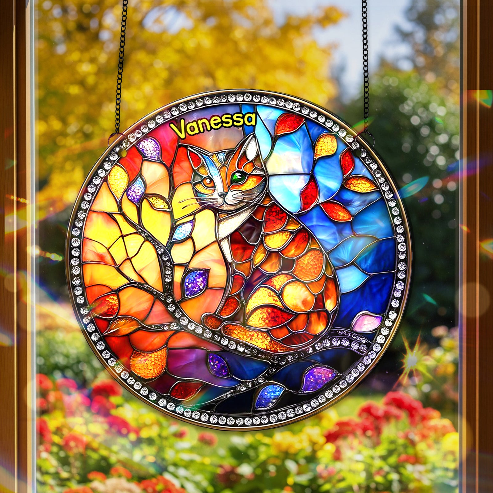 Colorful Cat Stained Glass - Personalized Gifts For Cat Lovers 02humg150825 - Ornament - GoDuckee