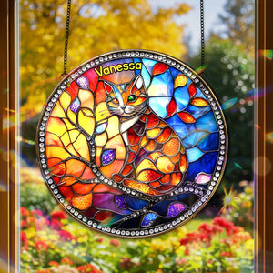 Colorful Cat Stained Glass - Personalized Gifts For Cat Lovers 02humg150825 - Ornament - GoDuckee