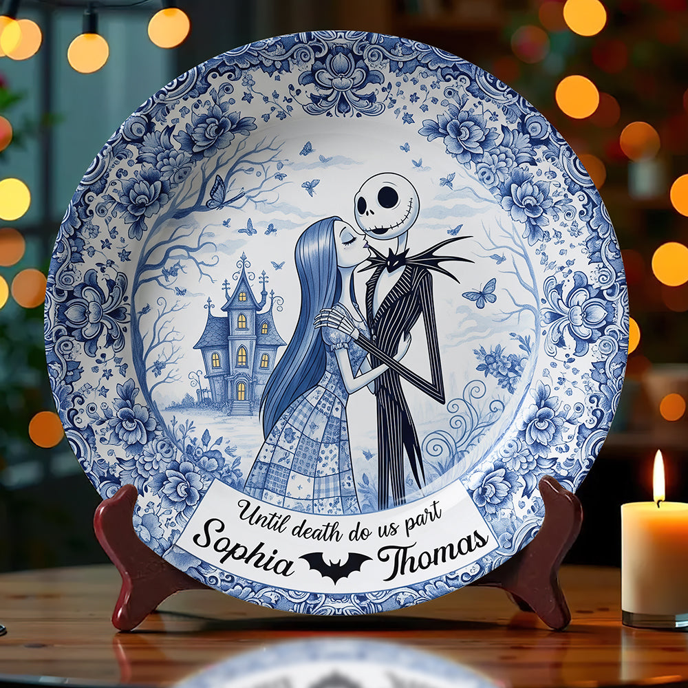 Spooky Couple Ceramic Round Plate - Personalized Gifts For Couple 05ohqn160725 - Ceramic Round Plate - GoDuckee