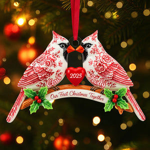Couple Cardinal Toile de Jouy Ornament - Personalized Gifts For Couple 02pgta060925 - Ornament - GoDuckee