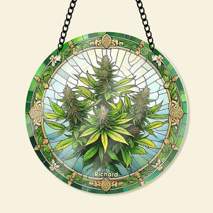 Personalized Gifts For Weed Lovers Suncatcher Ornament 41acqn240824 - Ornament - GoDuckee