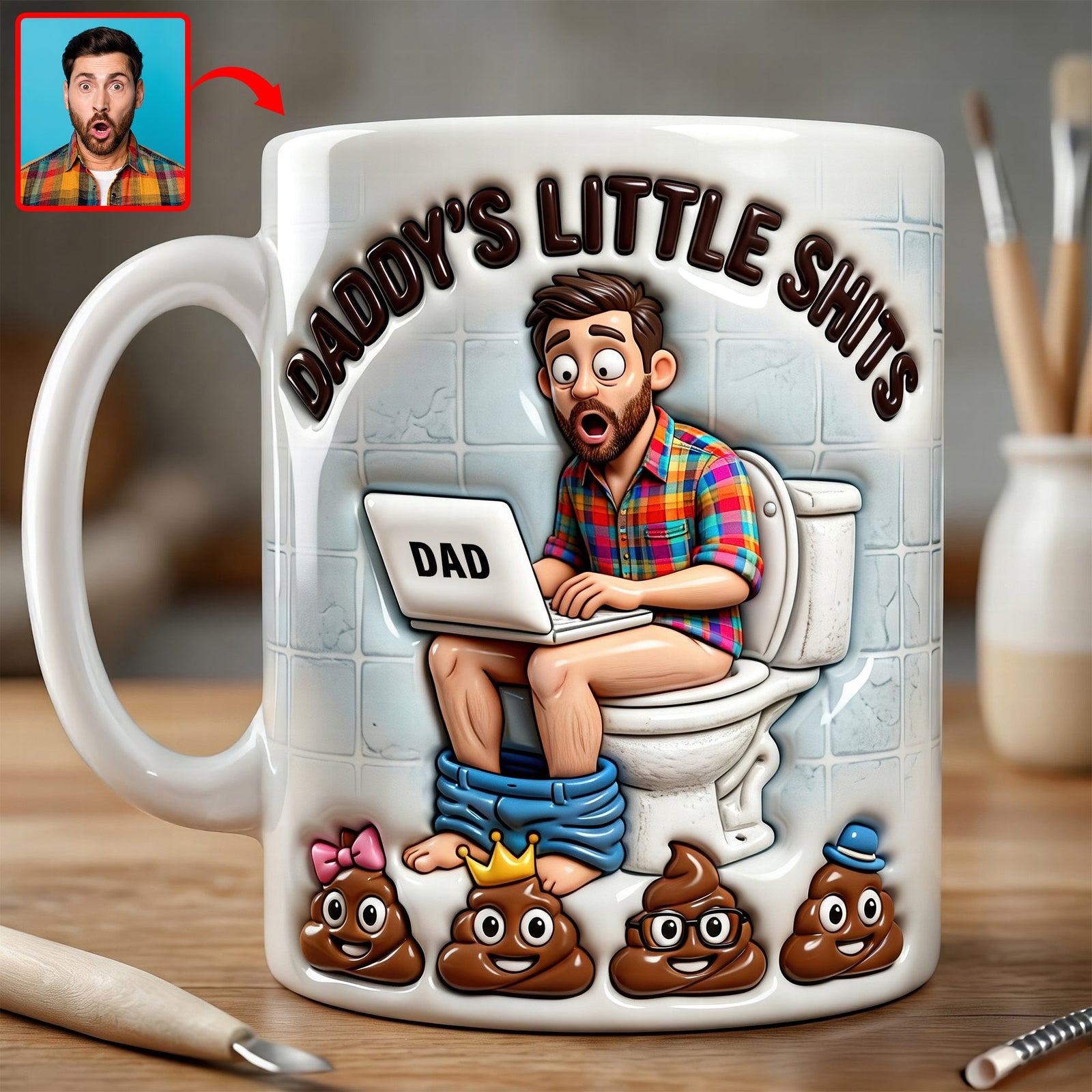Funny Poop Dad Coffee Mug - Custom Photo Gifts For Father's Day Coffee Mug 04NAQN040326 - Coffee Mug - GoDuckee