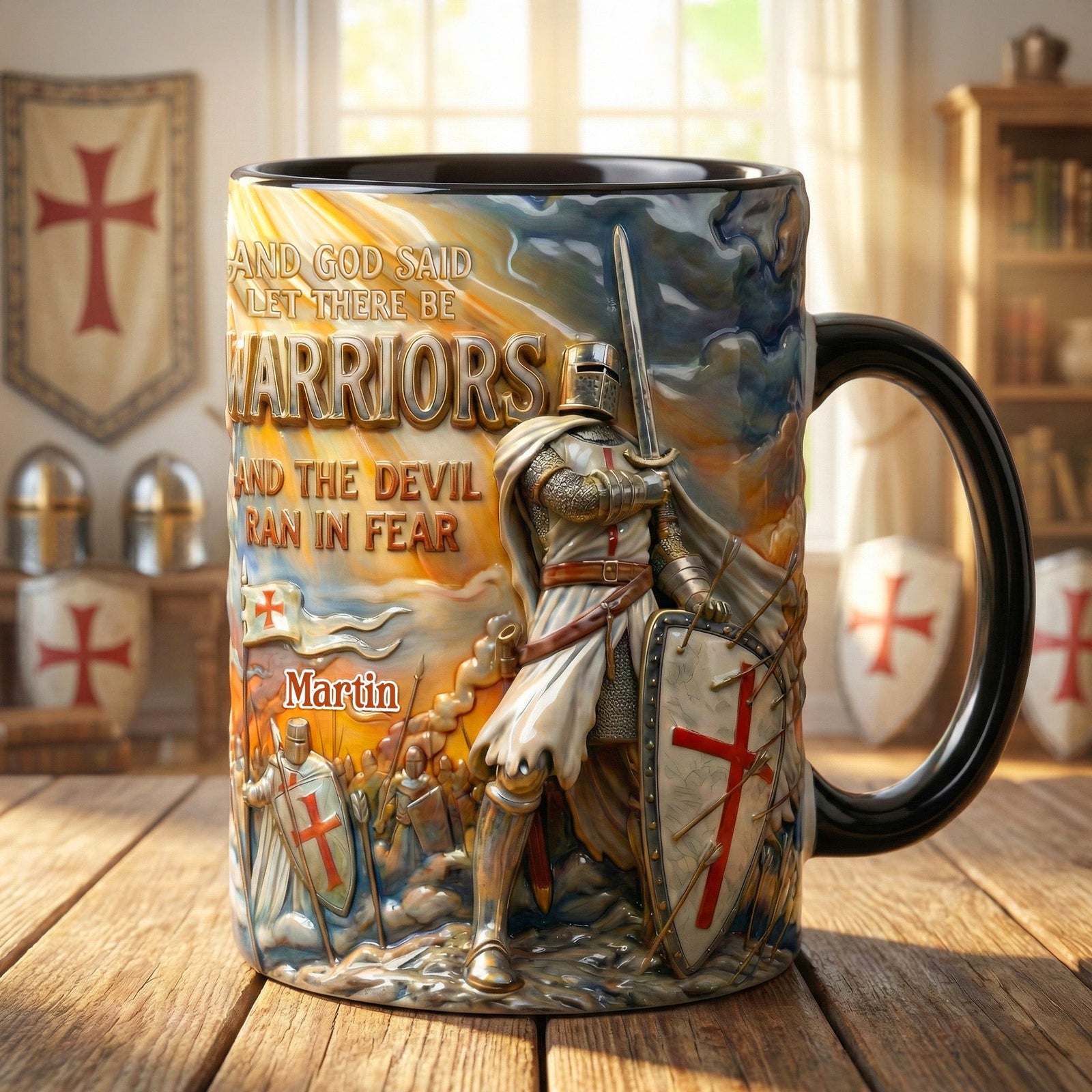 Triumphant Templar Knight In Battle Accent Mug - Personalized Gifts For Christians 01qhmg210126 - Coffee Mug - GoDuckee
