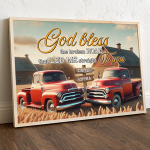 Personalized Gifts For Couple Canvas Print 03ohtn111224 God Bless The Broken Road That Led Me Straight To You - Poster & Canvas - GoDuckee