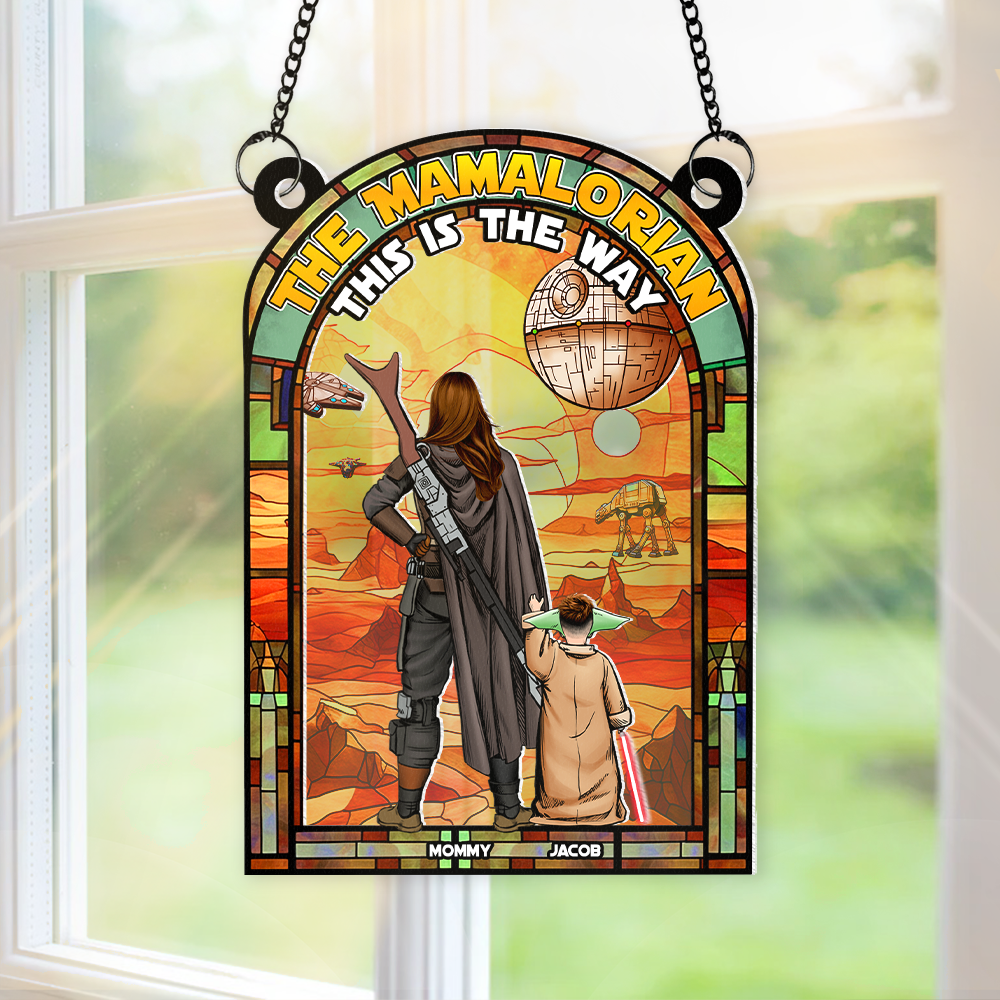 Personalized Gifts For Mom Suncatcher, Outer Space Planet Stained Glass Artwork 05qhpu130225hg - Ornament - GoDuckee