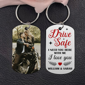 Couple Need You Here Personalized Stainless Steel Keychain With Upload Image, I Love You Keychain - Keychains - GoDuckee