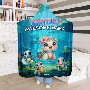 Personalized Gifts For Mom Wearable Blanket Hoodie Turtley Awesome Mama - Blankets - GoDuckee