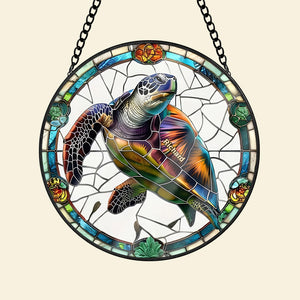 Personalized Sea Turtle Stained Glass Ornament 15acqn240824 - Ornament - GoDuckee