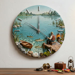 Personalized Gifts For Fishing Lovers Acrylic Hanging Wall Clock 06totn261225 - Hanging Wall Clock - GoDuckee