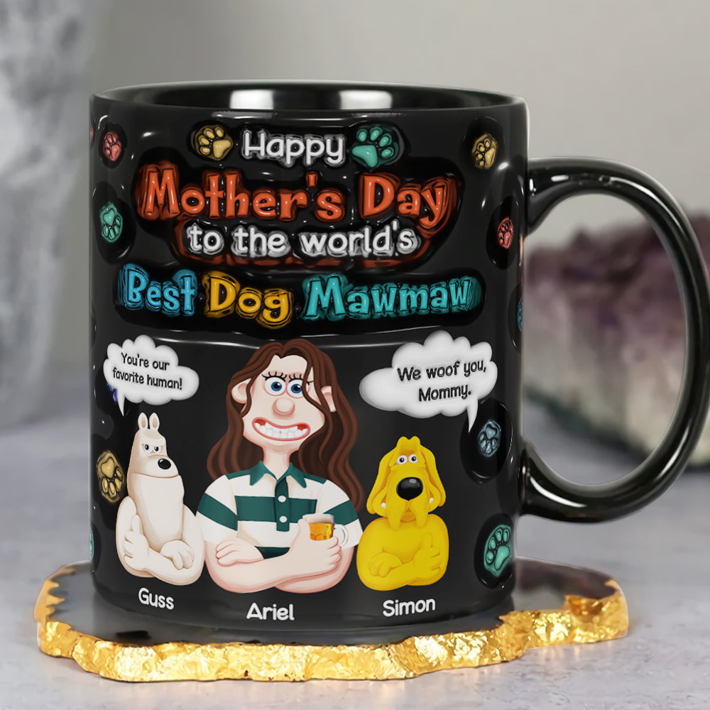Personalized Gifts For Mom Black Coffee Mug - Dog Mom & Her Furry Babies 03KALU060225PA - Coffee Mug - GoDuckee