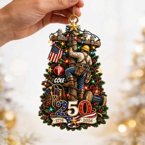 Proud American, Proud Lineman - America 250 Acrylic Ornament - Personalized Christmas Gift For Lineman 04nadt240826