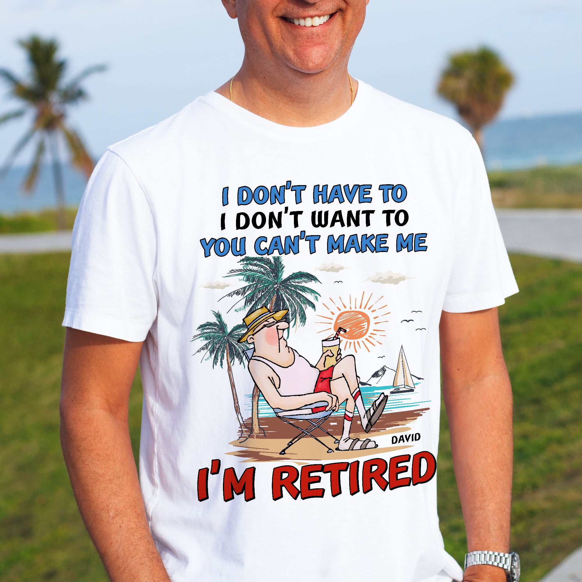 Personalized Gifts For Grandpa Shirt 04hutn190624 Retired Man on The Beach - Shirts - GoDuckee