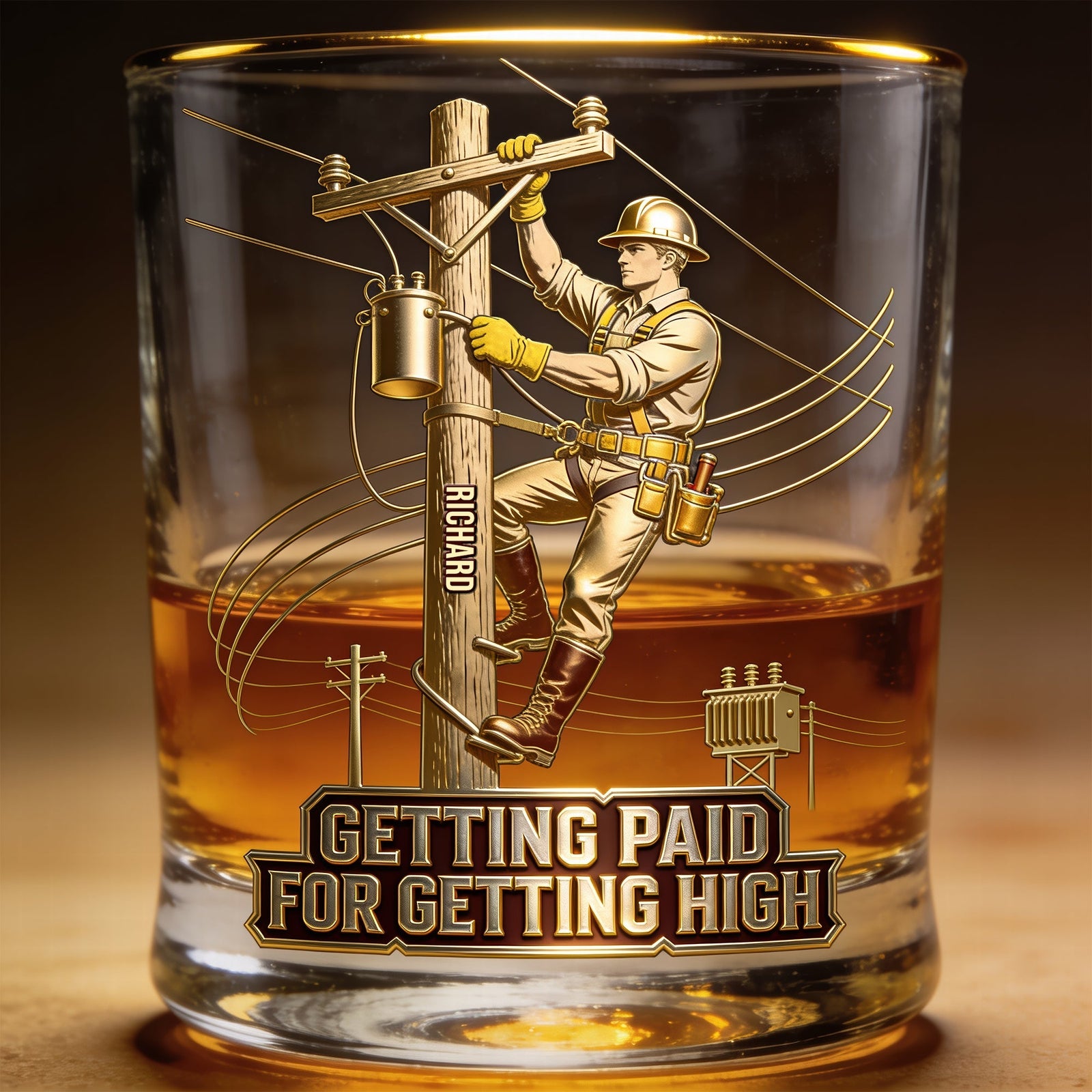 Proud Lineman Round Glass - Personalized Gifts For Workers 01PGQN100626 - Glass - GoDuckee