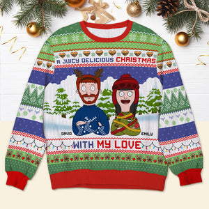 Personalized Gifts For Couple Ugly Sweater, Juicy Delicious Christmas 01tgqn291024hg - Ugly Christmas Sweater - GoDuckee