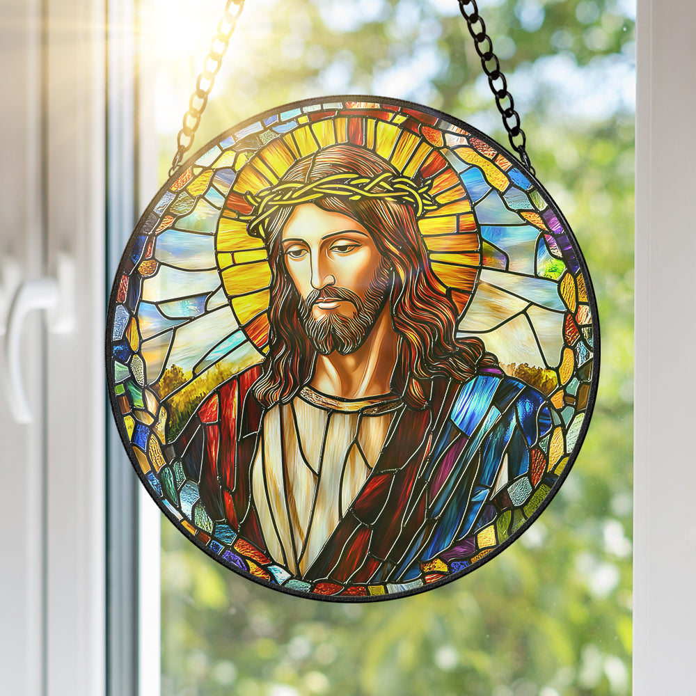 Gifts For Christian Jesus Stained Glass 01huqn060325 - Ornament - GoDuckee
