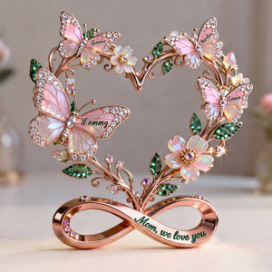 Stunning Butterflies On Mom Heart Acrylic Plaque, Personalized Gifts For Mom & Grandma 05qhlu060326 - Shaped Plaques - GoDuckee