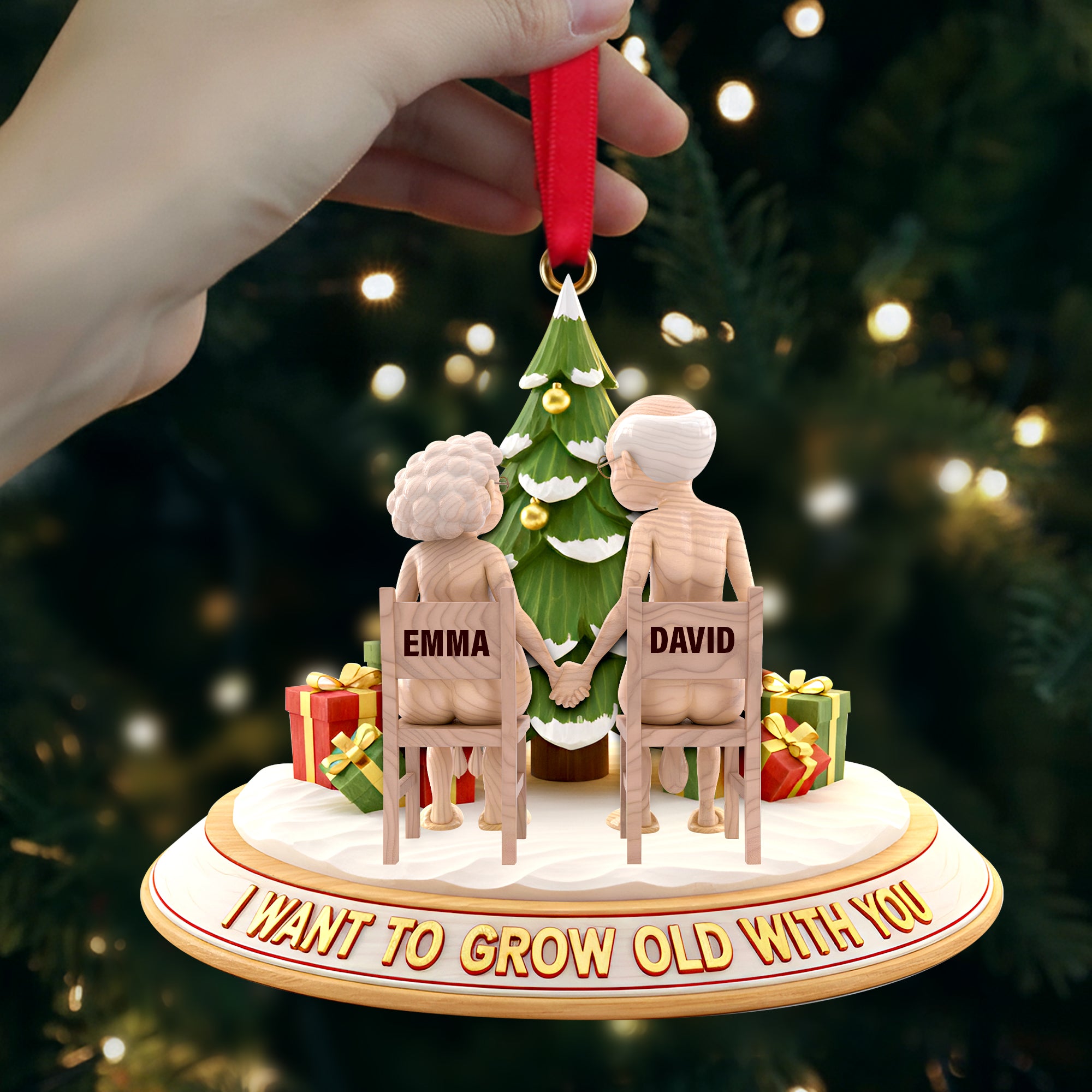 Growing Old Together Wood Ornament - Personalized Gifts For Couples 07OHLU131125 - Ornament - GoDuckee