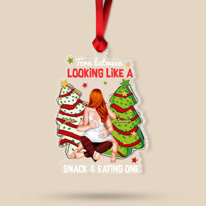 Torn Between Looking Like a Snack & Eating One, Couple Gift, Personalized Acrylic Ornament, Funny Couple Ornament, Christmas Gift - Ornament - GoDuckee
