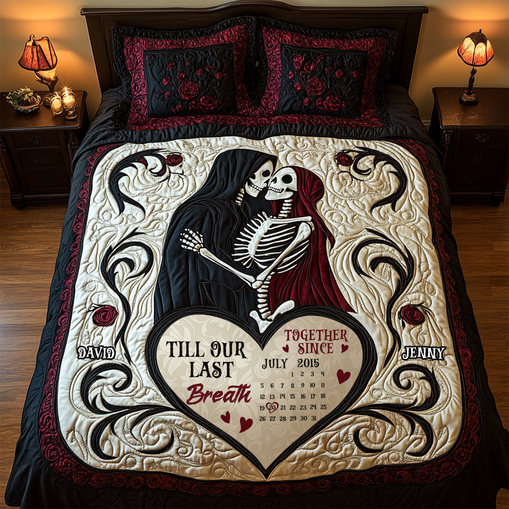 Skull & Rose - Personalized Anniversary Gifts For Couple Quilt Bed Set 04tgtn100725 - Bedding Set - GoDuckee