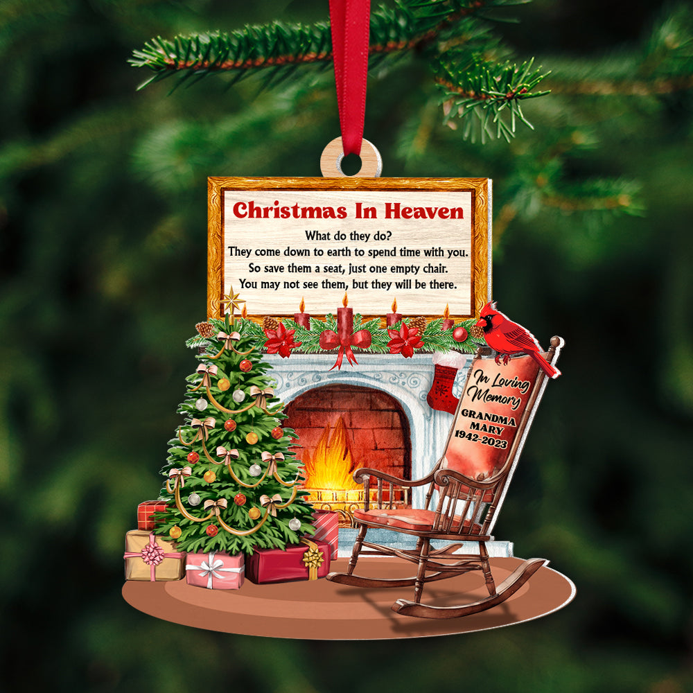 In Loving Memory, Christmas In Heaven, Personalized Wood Ornament, Christmas Gift For Family - Ornament - GoDuckee