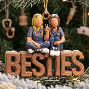 Bestie In Scrubs Acrylic Ornament – Personalized Gift For Nurses 03TTTA051026 - Ornament - GoDuckee