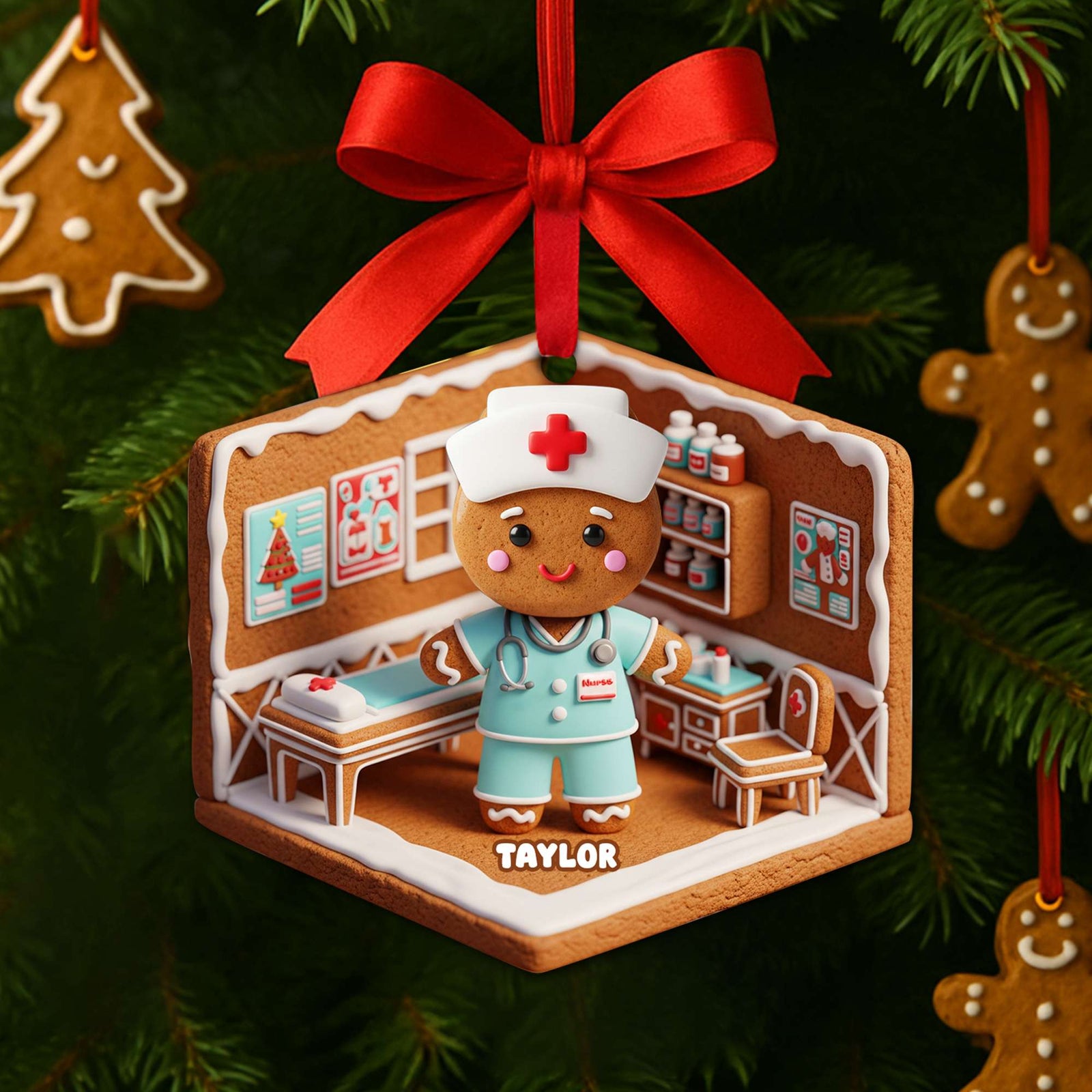 Nurse Gingerbread Christmas Wood Ornament - Personalized Gift For Nurses 06PGLU160825 - Ornament - GoDuckee