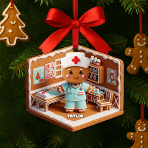 Nurse Gingerbread Christmas Wood Ornament - Personalized Gift For Nurses 06PGLU160825 - Ornament - GoDuckee