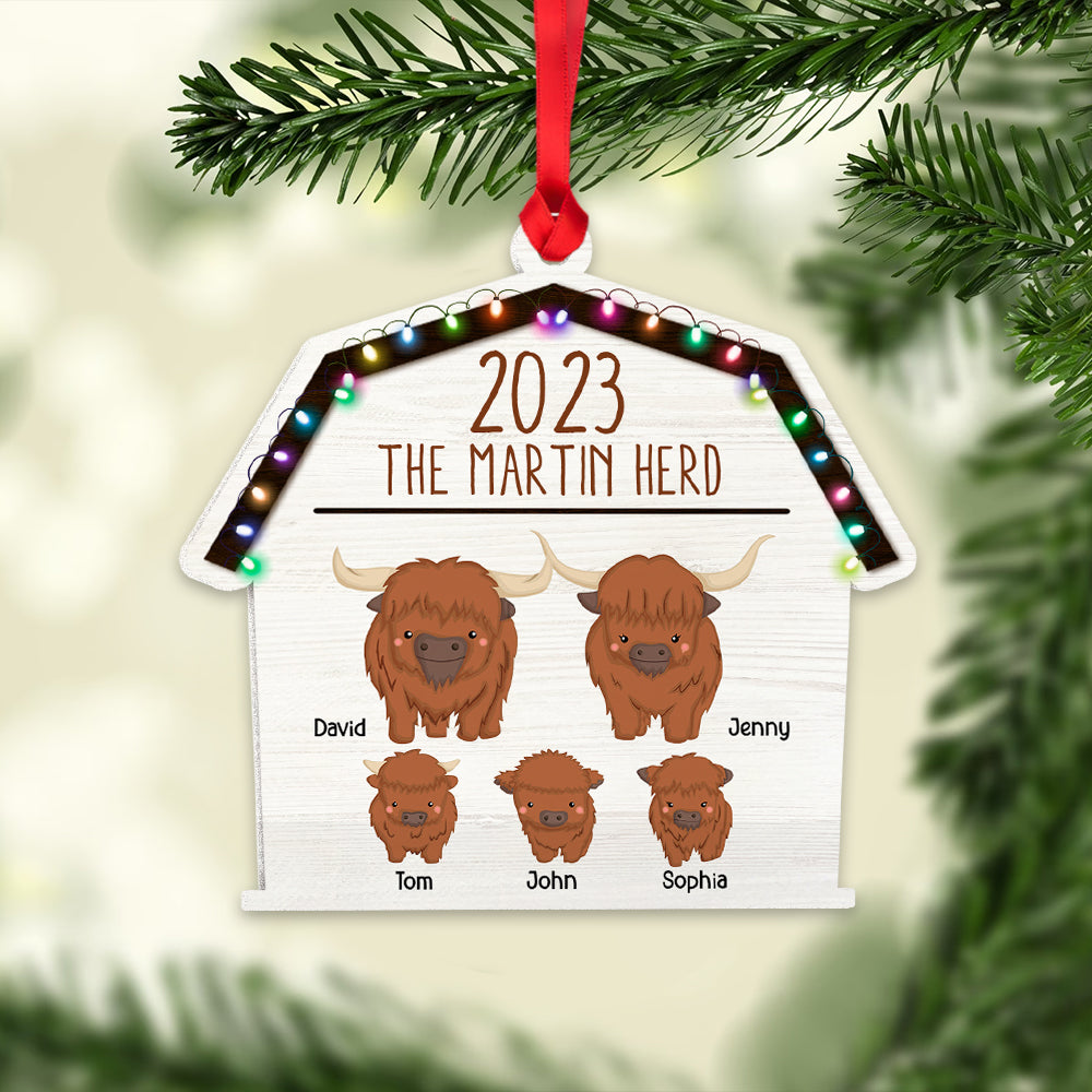 Personalized Highland Cow Family Custom Shape Ornament 03NATN030823 - Ornament - GoDuckee