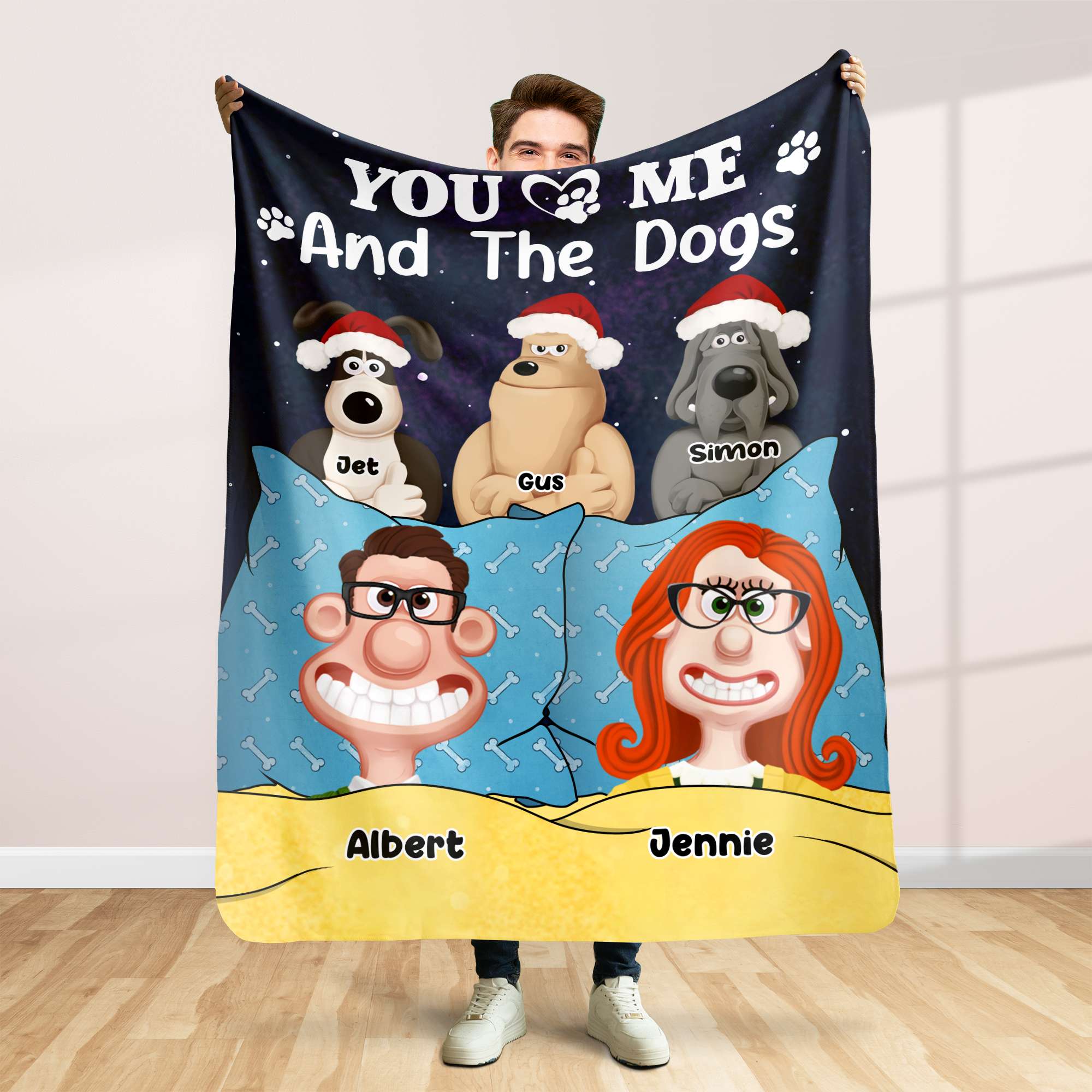 Personalized Gifts For Movie Lover Blanket Couple and Dogs Cats 04XQLU101224PA - Blanket - GoDuckee