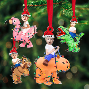 Custom Photo Gifts For Kids Christmas Ornament 01natn300824 Funny Kid Riding - Ornament - GoDuckee